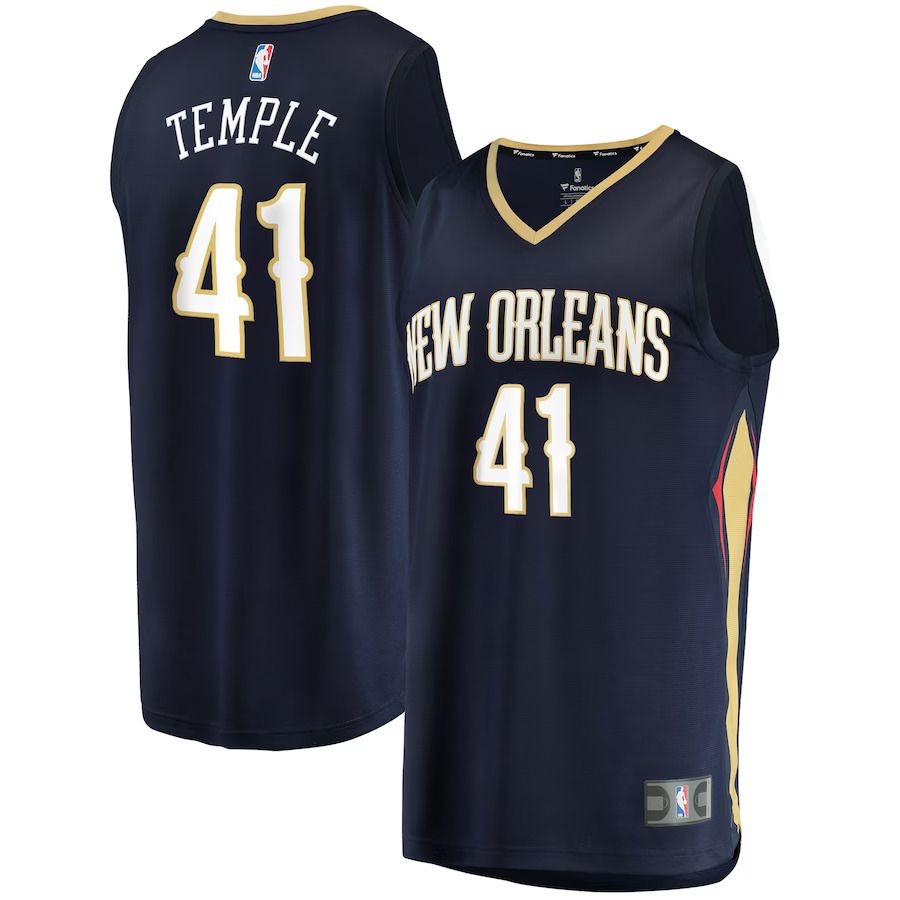 Men New Orleans Pelicans #41 Garrett Temple Fanatics Branded Navy Icon Edition 2021-22 Fast Break Replica NBA Jersey
